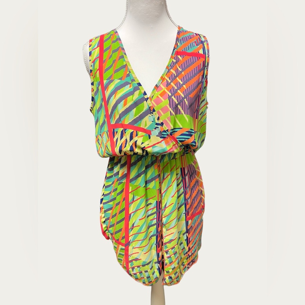 Blue Blush Multicolor‎ Abstract Romper Size S